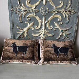 Billy goat tapestry decorative throw pillows set of 2